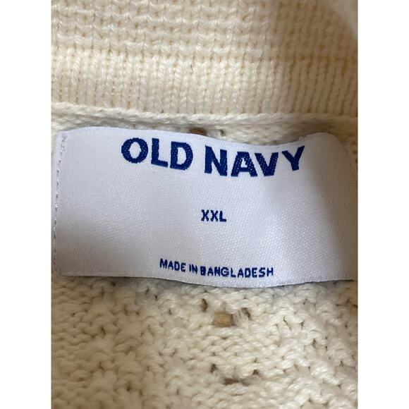 Old Navy Cream White Crochet Short Sleeve Button Polo Cardigan Sweater Top XXL - Picture 4 of 5